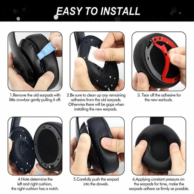 Alt view image 6 of 7 - Earpads Replacement for Beats Studio 2/Studio 3 Wired & Wireless Headphones, Ear Pads Cushion for Beats Studio 2/Studio 3 with High-Density Noise Isolation Memory Foam (Black)