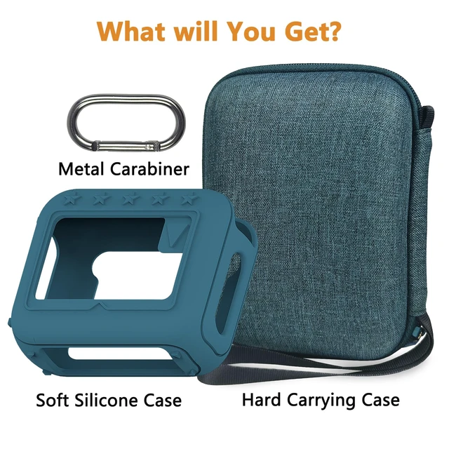 Alt view image 2 of 7 - Protective Case for JBL Go 4 Portable Bluetooth Speaker Accessories Hard Carrier and Silicone Cover for Go 4 Speaker, Shockproof Anti-Scratch Cases with Carabiner (Blue Cases)