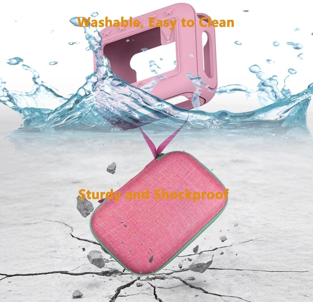 Alt view image 6 of 7 - Protective Case for JBL Go 4 Portable Bluetooth Speaker Accessories Hard Carrier and Silicone Cover for Go 4 Speaker, Shockproof Anti-Scratch Cases with Carabiner (Pink Cases)