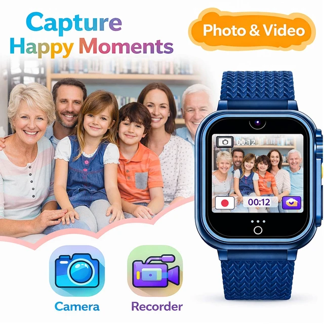 Alt view image 2 of 7 - Kids Smart Watch for Boys and Girls 1.54" Touchscreen, 26 Puzzle Games, Camera, Music & Video Player, Pedometer, School Mode,Blue