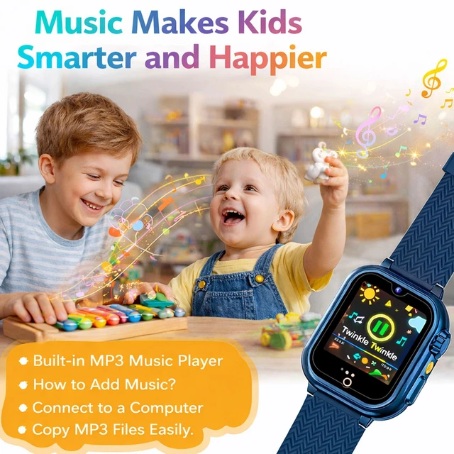 Alt view image 3 of 7 - Kids Smart Watch for Boys and Girls 1.54" Touchscreen, 26 Puzzle Games, Camera, Music & Video Player, Pedometer, School Mode,Blue