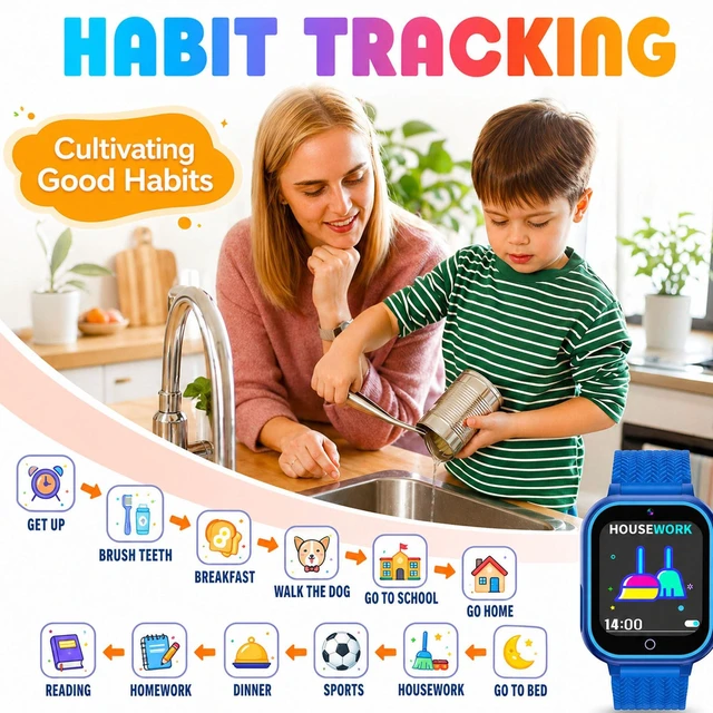 Alt view image 6 of 7 - Kids Smart Watch for Boys and Girls 1.54" Touchscreen, 26 Puzzle Games, Camera, Music & Video Player, Pedometer, School Mode,Blue