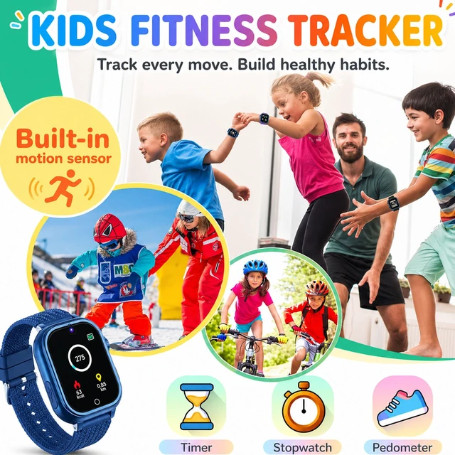 Alt view image 4 of 7 - Kids Smart Watch for Boys and Girls 1.54" Touchscreen, 26 Puzzle Games, Camera, Music & Video Player, Pedometer, School Mode,Blue