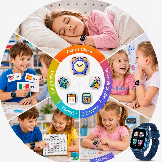 Alt view image 7 of 7 - Kids Smart Watch for Boys and Girls 1.54" Touchscreen, 26 Puzzle Games, Camera, Music & Video Player, Pedometer, School Mode,Blue