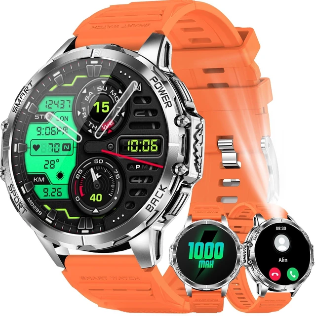 Main image of Military Smart Watch for Men, 1.7" HD Touchscreen, Bluetooth Calling, 1000mAh Battery, Heart Rate/SpO2, 110+ Sports Modes, IP68 Waterproof Fitness Watch for Android & iPhone