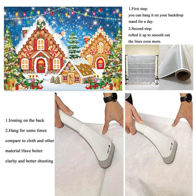 Alt view image 7 of 7 - Christmas Gingerbread House Backdrop 8x6FT Blue Merry Christmas Candyland Background Winter Holiday Xmas Party Wall Decorations Supplies Photo Props