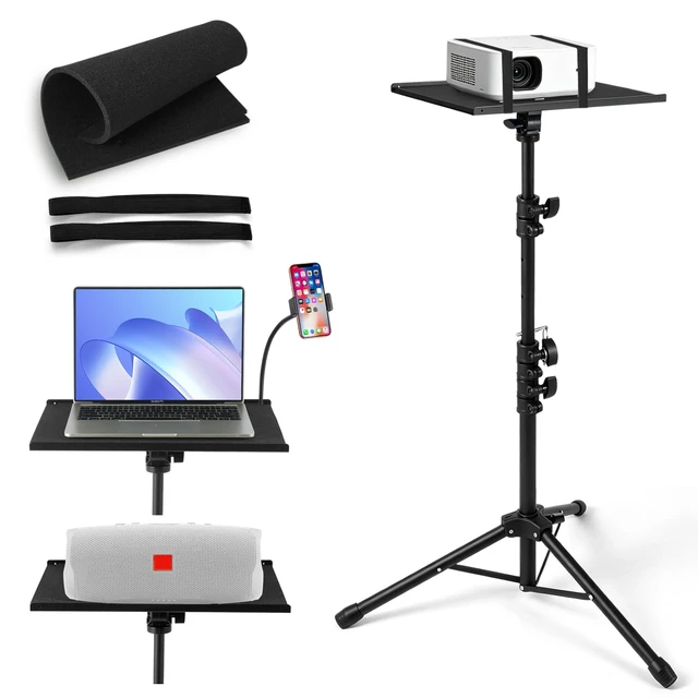 Alt view image 2 of 7 - Adjustable Projector Tripod Stand 28"-51", Heavy Duty Floor Laptop Stand with Detachable Tray, Multi-Purpose DJ Equipment Mount for Home Office Stage