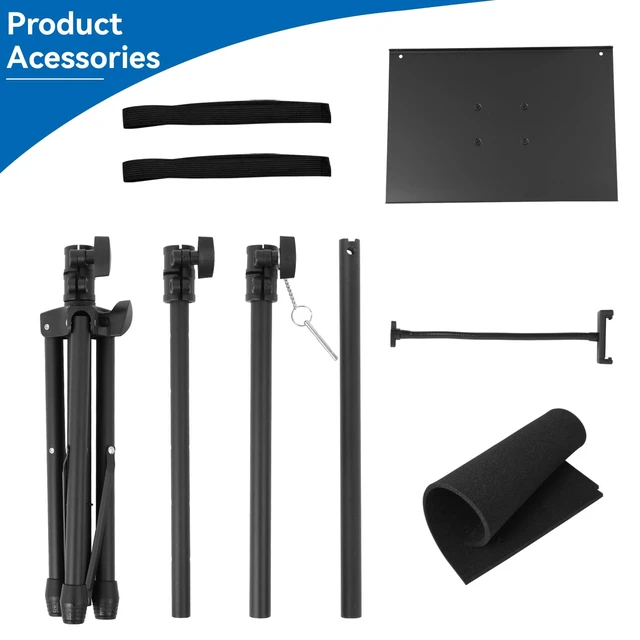 Alt view image 6 of 7 - Adjustable Projector Tripod Stand 28"-51", Heavy Duty Floor Laptop Stand with Detachable Tray, Multi-Purpose DJ Equipment Mount for Home Office Stage