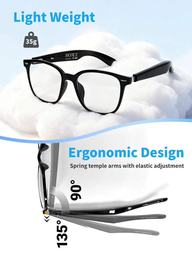 Alt view image 3 of 7 - AI Translation Smart Glasses, Blue Light Blocking Lenses Open-Ear Speaker, Hands-Free Calls & Music For Men, Women, Driving, Travel & Work