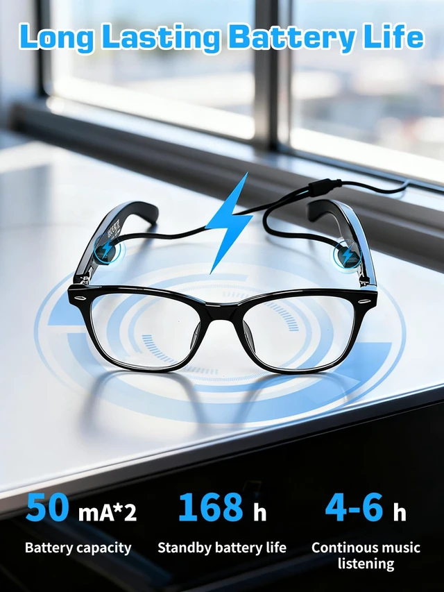 Alt view image 5 of 7 - AI Translation Smart Glasses, Blue Light Blocking Lenses Open-Ear Speaker, Hands-Free Calls & Music For Men, Women, Driving, Travel & Work