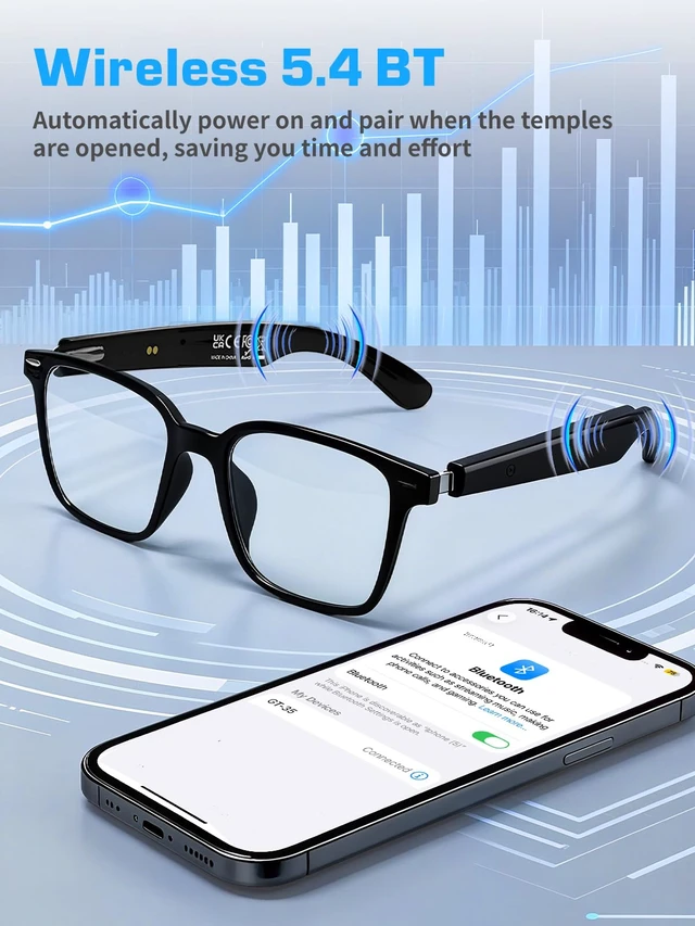 Alt view image 7 of 7 - AI Translation Smart Glasses, Blue Light Blocking Lenses Open-Ear Speaker, Hands-Free Calls & Music For Men, Women, Driving, Travel & Work