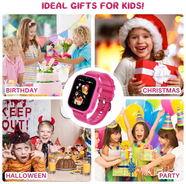 Alt view image 3 of 7 - Kids Smart Watch Gift for Girls Age 5-12, 4G Kids Watch 47 Games, HD Touch Screen Two-Way Calling Feature, School Settings, SOS, Birthday Gift for Boys and Girls Ages 7 8 9 10 (Rose Red)