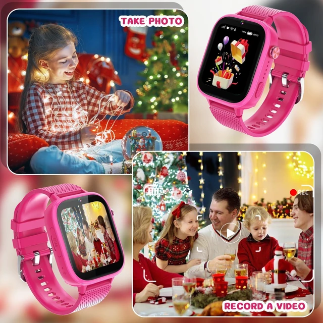 Alt view image 4 of 7 - Kids Smart Watch Gift for Girls Age 5-12, 4G Kids Watch 47 Games, HD Touch Screen Two-Way Calling Feature, School Settings, SOS, Birthday Gift for Boys and Girls Ages 7 8 9 10 (Rose Red)
