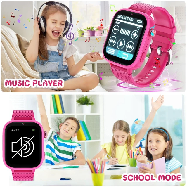 Alt view image 5 of 7 - Kids Smart Watch Gift for Girls Age 5-12, 4G Kids Watch 47 Games, HD Touch Screen Two-Way Calling Feature, School Settings, SOS, Birthday Gift for Boys and Girls Ages 7 8 9 10 (Rose Red)