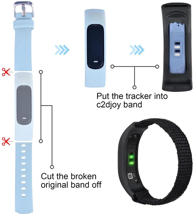 Alt view image 2 of 4 - Sport Mesh Nylon Bands Compatible with Garmin Vivosmart 3/4 tracker Replacement Bands with Case