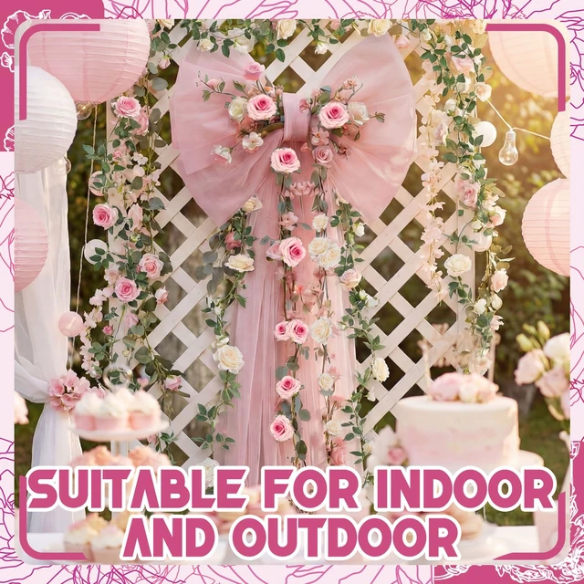 Alt view image 4 of 7 - Giant Bow Long Ribbons Wedding Backdrop,32 x 20 x 67inches,Pink Tulle Bow for Bridal Shower Arch Wall, Baby Shower Birthday Party Room Decoration, Reusable Seasonal Home Backdrop Decor