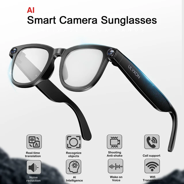 Alt view image 2 of 7 - AI Smart Glasses with Camera,800W HD Camera Glasses,1080P Anti-shake Video Recording Glasses,Real Time Translation,AI Assistant,Open-Ear Audio for Travel Meeting&Vlogging