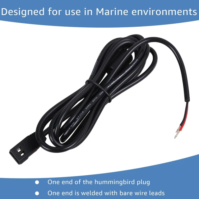 Alt view image 6 of 7 - PC-11 Filter Power Cord 720057-1 Replacement Power Cable Compatible with Humminbird Helix 8 9 10 12 15 Series Fish Finder, 6.56Feet Black