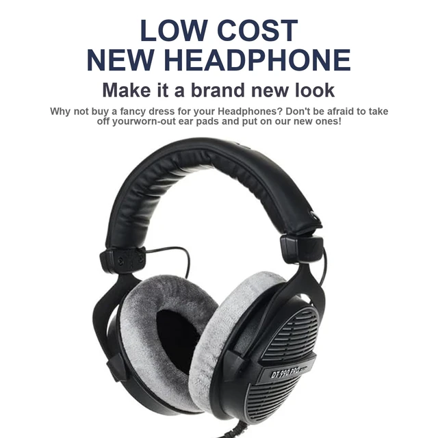 Alt view image 3 of 7 - Velour Ear Pads 100 mm Universal Replacement Ear Pads Cushions Suitable Many Large Headphones Round Memory Foam Earpads Compatible with Beyerdynamic, Sennheiser, AKG, ATH, Sony & More (Gray)