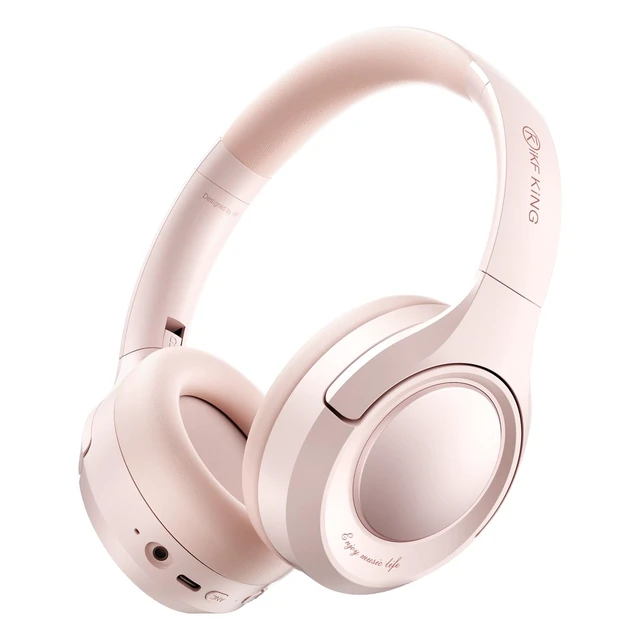Main image of King Bluetooth Over-Ear Headphones, Active Noise Cancellation, Hi-Res 100H Wireless Playtime, ENC Clear Calls, HiRes Wired Headset, Transparency Mode, Daily, Office, Travel, Pink