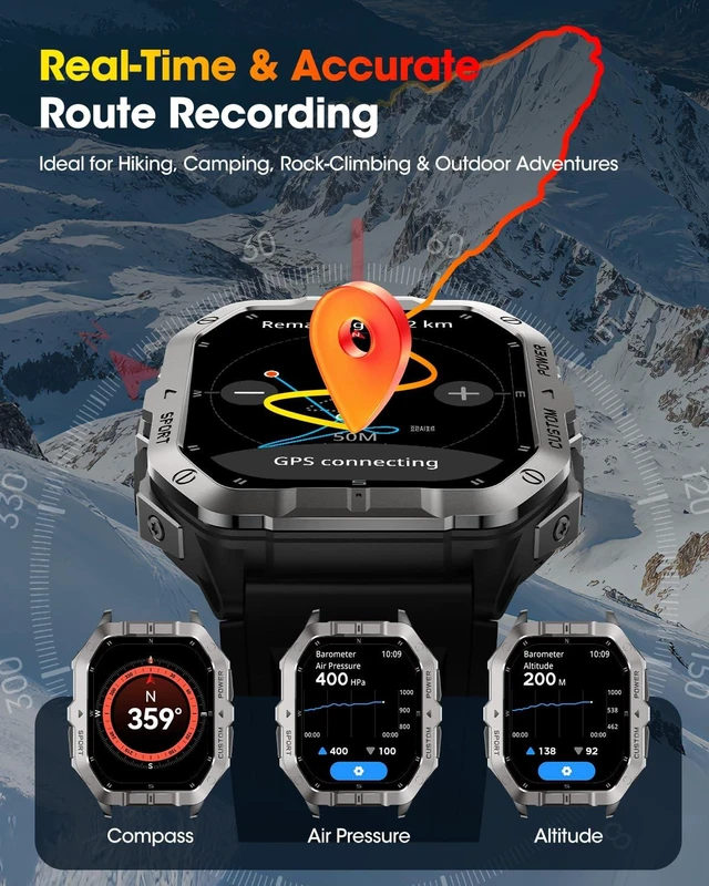 Alt view image 2 of 7 - Built-in GPS Military Smart Watch for Men,2.02"Outdoor Rugged Fitness Watch 100+ Sport Modes/Bluetooth Call/Heart Rate Sleep SpO2 Monitor/Fitness watch Compatible for Android and iPhone