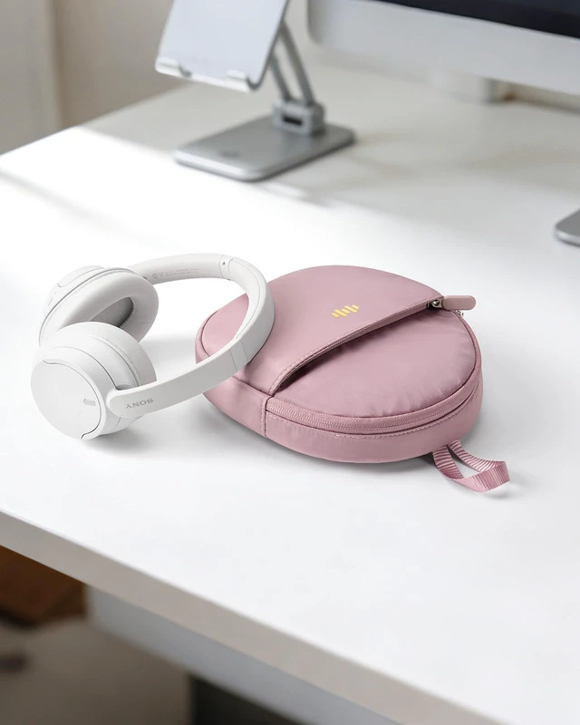 Alt view image 7 of 7 - Headphone Case Soft for JBL Tune 510BT/520BT/500BT/720BT/Sony WH-CH520/510/720/BERIBES/SoundCore/Bose/TOZO/KVIDIO/JLab,Upgraded Fabric Ultra-Thin Headphones Bag Travel Carrying Universal (Pink)