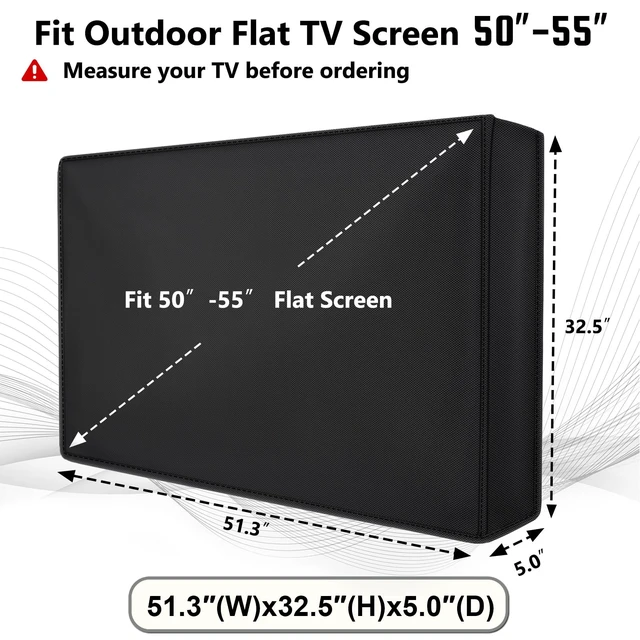 Alt view image 2 of 7 - Outdoor TV Cover 50 to 55 Inch Weatherproof, Waterproof Cover Size 52"L X 33"H for Outside Flat LED, LCD, OLED TV Screen, 600D Thick Fabric Screen Protector with Remote Control Pocket, Black