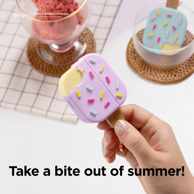 Alt view image 3 of 7 - Ice Cream Case for AirPods 3 Carabiner Included, Supports Wireless Charging, Shock Resistant, Full Protection (Blueberry)