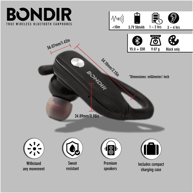 Alt view image 5 of 5 - True Wireless Bluetooth Earphones (Black)