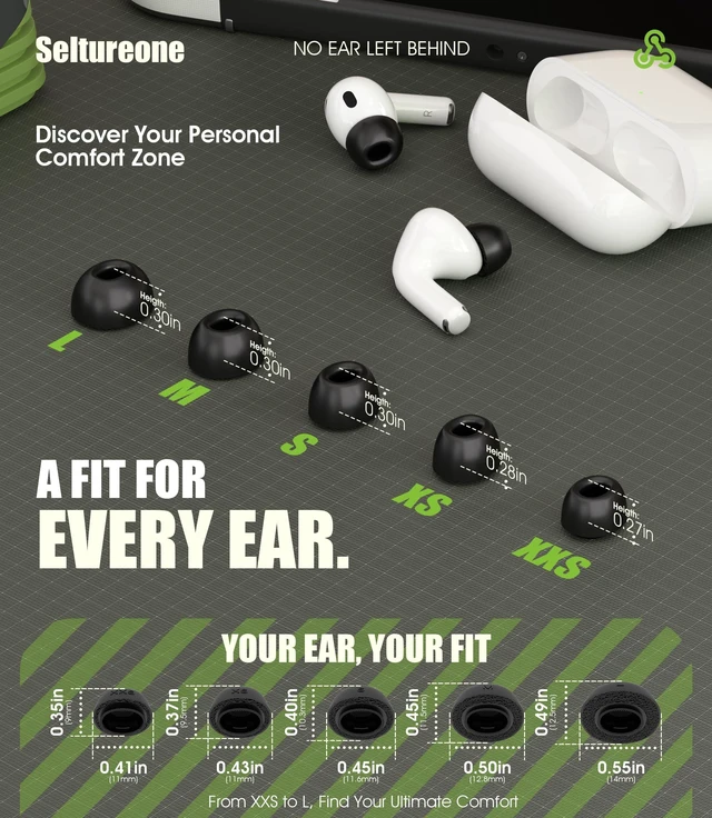 Alt view image 3 of 7 - 5 Pairs for AirPods Pro 3 Memory Foam Ear Tip (XS/S/M/L) with Cleaning Pen & Storage Box, Enhanced Noise Isolation, Ultra-Comfortable, 5 Sizes Replacement Ear Tips for AirPods Pro 3