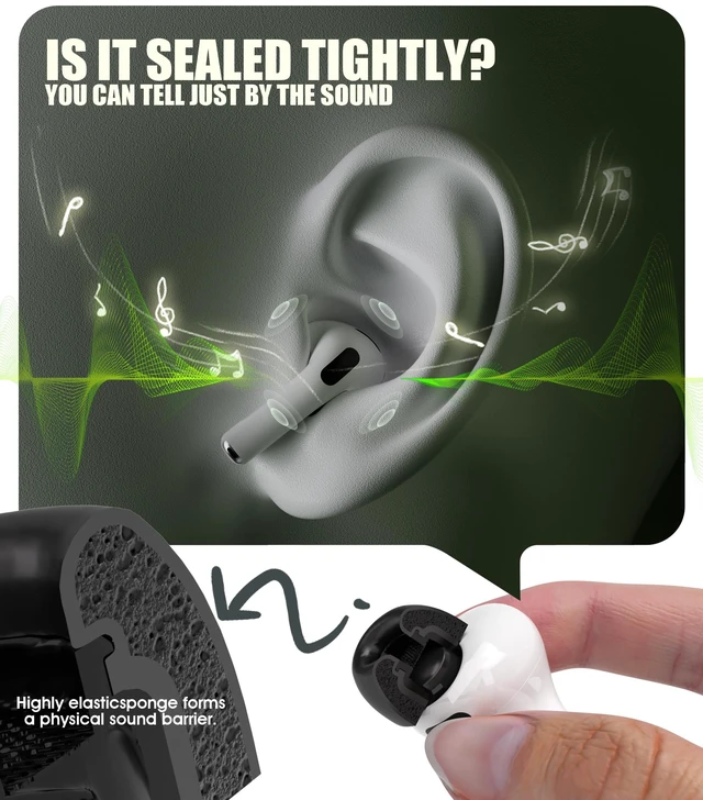 Alt view image 5 of 7 - 5 Pairs for AirPods Pro 3 Memory Foam Ear Tip (XS/S/M/L) with Cleaning Pen & Storage Box, Enhanced Noise Isolation, Ultra-Comfortable, 5 Sizes Replacement Ear Tips for AirPods Pro 3