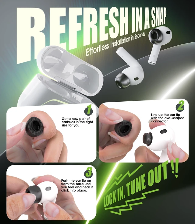 Alt view image 6 of 7 - 5 Pairs for AirPods Pro 3 Memory Foam Ear Tip (XS/S/M/L) with Cleaning Pen & Storage Box, Enhanced Noise Isolation, Ultra-Comfortable, 5 Sizes Replacement Ear Tips for AirPods Pro 3
