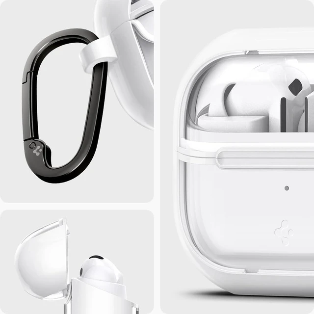 Alt view image 3 of 7 - Ultra Hybrid Designed for Galaxy Buds3, Buds3 Pro & 3 FE (2025/2024) TPU & PC Dual Layer Protection, Anti-Yellowing Clear Cover with Carabiner - Jet White