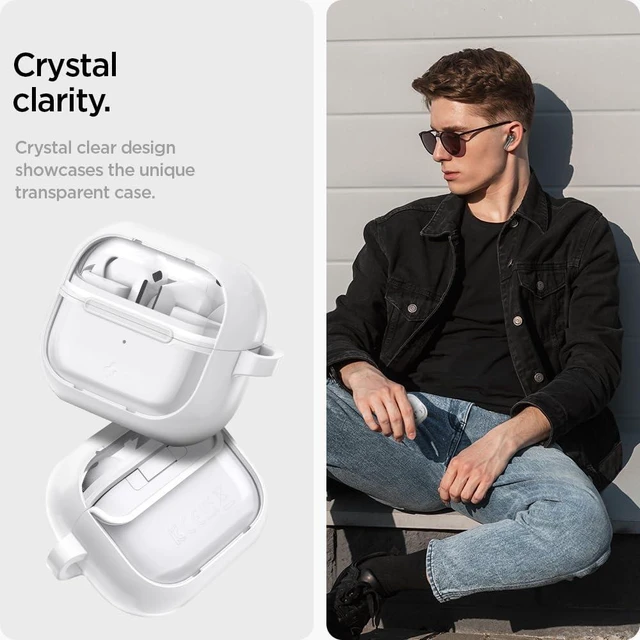Alt view image 4 of 7 - Ultra Hybrid Designed for Galaxy Buds3, Buds3 Pro & 3 FE (2025/2024) TPU & PC Dual Layer Protection, Anti-Yellowing Clear Cover with Carabiner - Jet White