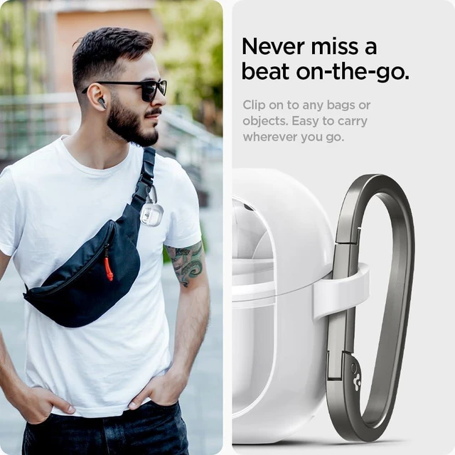 Alt view image 5 of 7 - Ultra Hybrid Designed for Galaxy Buds3, Buds3 Pro & 3 FE (2025/2024) TPU & PC Dual Layer Protection, Anti-Yellowing Clear Cover with Carabiner - Jet White