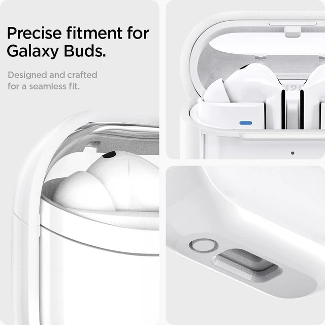 Alt view image 6 of 7 - Ultra Hybrid Designed for Galaxy Buds3, Buds3 Pro & 3 FE (2025/2024) TPU & PC Dual Layer Protection, Anti-Yellowing Clear Cover with Carabiner - Jet White