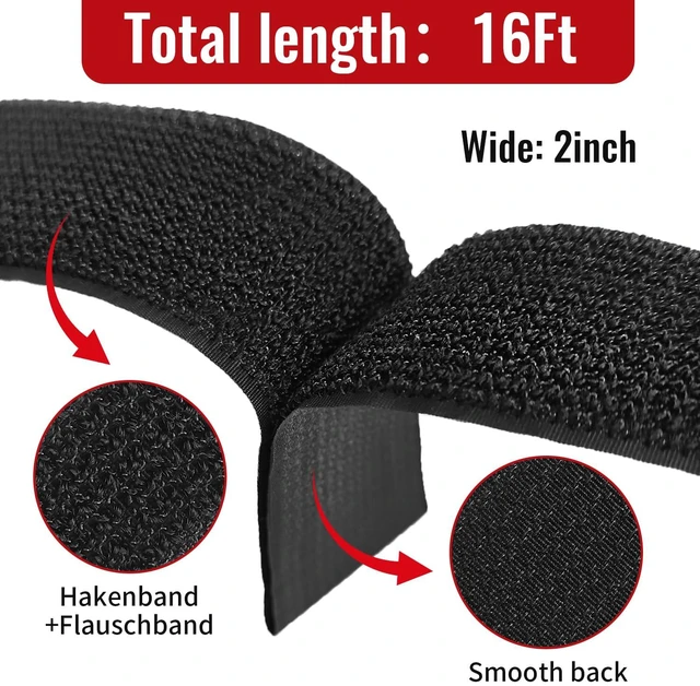Alt view image 2 of 6 - 2" x16ft Hook and Loop Straps with Metal Buckles, Molle Cable Straps, Adjustable Fastening Cinch Strap, Reusable Nylon Securing Cord Ties, 2 inch Wide, Black with 10 Buckles