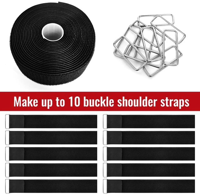 Alt view image 3 of 6 - 2" x16ft Hook and Loop Straps with Metal Buckles, Molle Cable Straps, Adjustable Fastening Cinch Strap, Reusable Nylon Securing Cord Ties, 2 inch Wide, Black with 10 Buckles