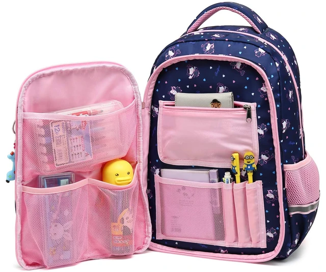 Alt view image 2 of 7 - Kids Girls School Backpack with Chest Strap Princess Cute Big Elementary Bookbag (Medium, Royalblue)