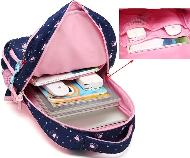 Alt view image 5 of 7 - Kids Girls School Backpack with Chest Strap Princess Cute Big Elementary Bookbag (Medium, Royalblue)