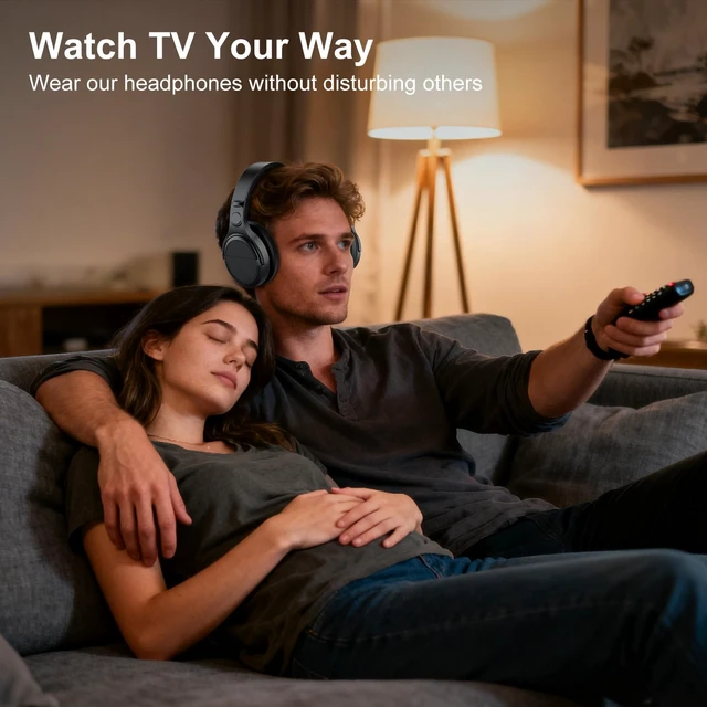Alt view image 2 of 7 - Wireless Headphones for TV Watching, 30 Hrs Playtime Digital Optical RCA AUX 3.5 MM Transmitter Charging Dock, Over Ear Headset for Seniors, Plug and Play