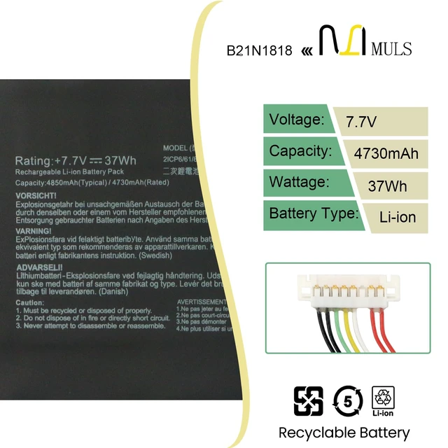 Alt view image 2 of 7 - B21N1818 C21N1818 Laptop Battery for Asus VivoBook 17 S712 X712 A712 D712 F712 K712 M712 P1701 A712E A712EA A712FA D712DA D712UA X712DA X712FA X712FB X712JA S712DA S712EA S712FA S712JA S712UA