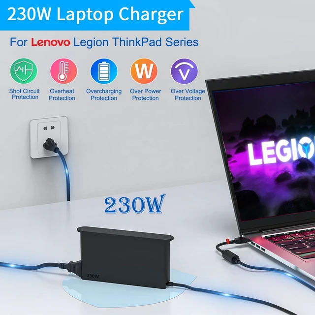 Alt view image 7 of 7 - 230W 20V 11.5A AC Adapter Fit for Lenovo Laptop Charger; Legion 5 7 5P C7 S7 Y540 Y545 Y730 Y740 Y900 Y910 Y920 Y7000 Thinkpad P1 P51 P52 P53 P70 P71 P72 P73 ADL230NDC3A 01FR044 01FR046 Power Supply