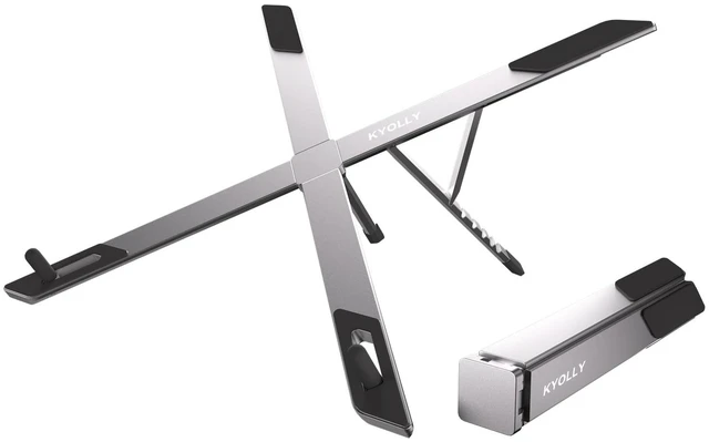Main image of Portable Aluminum Laptop Stand for Desk, Adjustable Ergonomic Laptop Riser, Foldable X Shape Notebook Computer Holder, Anti-Scratch Laptop Mount for 10-17 Inch Laptops, for Office Home Travel