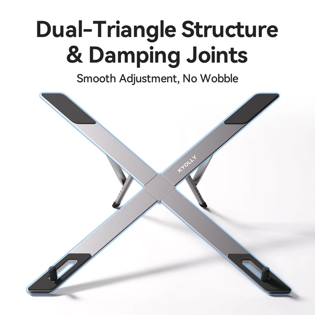 Alt view image 3 of 6 - Portable Aluminum Laptop Stand for Desk, Adjustable Ergonomic Laptop Riser, Foldable X Shape Notebook Computer Holder, Anti-Scratch Laptop Mount for 10-17 Inch Laptops, for Office Home Travel