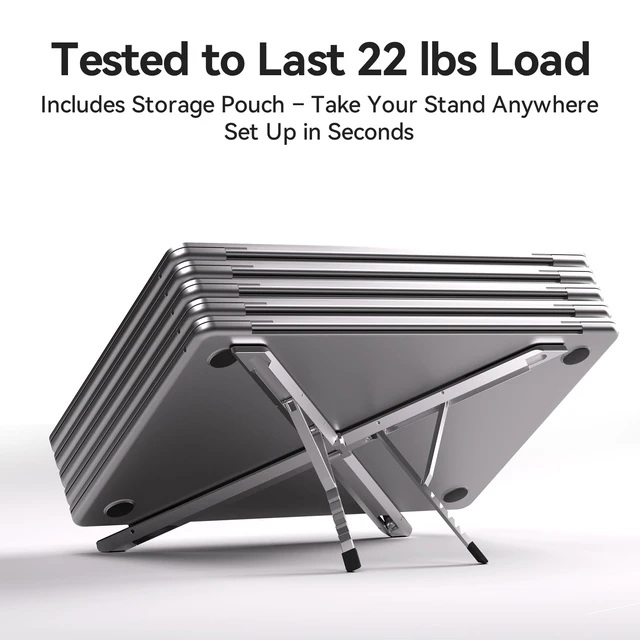 Alt view image 6 of 6 - Portable Aluminum Laptop Stand for Desk, Adjustable Ergonomic Laptop Riser, Foldable X Shape Notebook Computer Holder, Anti-Scratch Laptop Mount for 10-17 Inch Laptops, for Office Home Travel