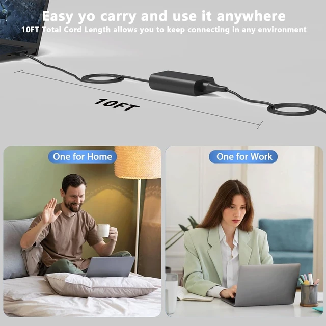 Alt view image 7 of 7 - 2026 Slim 65W USB Type C(USB-C) Laptop Charger Compatible with Lenovo ThinkPad X1 Carbon T14 T14S T15 T16 E14 E15 X13,Yoga Replacement for Lenovo Laptop Charger Power Adapter