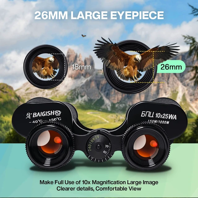 Alt view image 2 of 7 - 10x25 High Powered Binoculars for Adults, Waterproof Compact Binoculars for Bird Watching Hunting Football Games Travel Stargazing Cruise with Carrying Bag