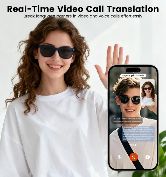 Alt view image 3 of 7 - AI Translation Smart Glasses with Chat GPT for Men& Women, Bluetooth 5.4 Sunglasses with Translator 100 Languages& Accents,Multifunctional Outdoor UV Protection Glasses for Travel Trade Business-Gray