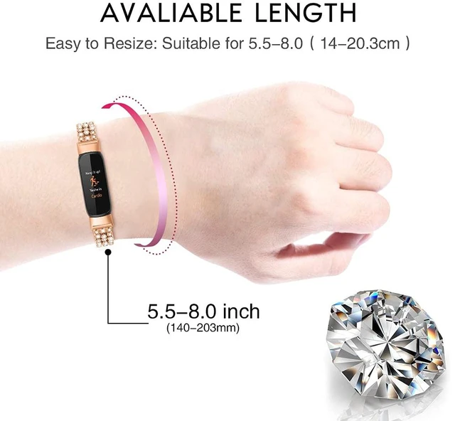 Alt view image 2 of 4 - Compatible for Fitbit Luxe Band Bling Women Men Diamond Crystal Stainless Metal Replacement Strap for Luxe Fitness and Wellness Tracker